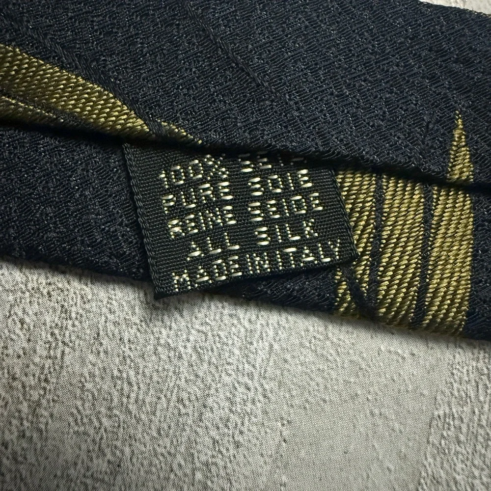 Giuliano Fujiwara Designer Tie Black Yellow 100% Silk Made In Italy 3.5 X 58‎